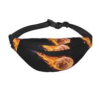 Riñonera impermeable de poliéster para hombre, ligera y duradera, ideal para mujeres y hombres, arena de baloncesto, Baloncesto en llamas, Talla única