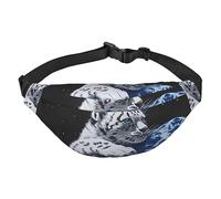Riñonera impermeable de poliéster para hombre, ligera y duradera, ideal para mujeres y hombres, Feliz Navidad, Tigre pequeño en el espacio, Talla única