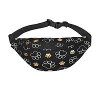 Riñonera impermeable de poliéster para hombre, ligera y duradera, ideal para mujeres y hombres, flores de fuego en llamas, huellas de perro, Talla única