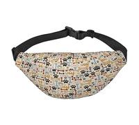 Riñonera impermeable de poliéster para hombre, ligera y duradera, ideal para mujeres y hombres, flores de fuego en llamas, Huesos de perro huellas, Talla única