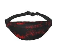 Riñonera impermeable de poliéster para hombre, ligera y duradera, ideal para mujeres y hombres, flores de fuego en llamas, Explosion Burst Rojo Negro, Talla única