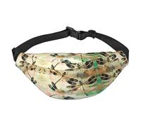 Riñonera impermeable de poliéster para hombre, ligera y duradera, ideal para mujeres y hombres, hierbas y plantas herbáceas, Libélula Libélula Vintage, Talla única