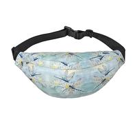 Riñonera impermeable de poliéster para hombre, ligera y duradera, ideal para mujeres y hombres, hierbas y plantas herbáceas, Loto libélula, Talla única
