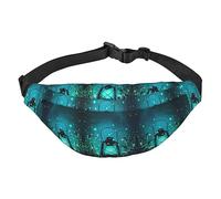 Riñonera impermeable de poliéster para hombre, ligera y duradera, ideal para mujeres y hombres, luna llena en la noche, Luciérnagas y linterna, Talla única