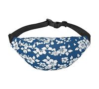 Riñonera impermeable de poliéster para hombre, ligera y duradera, ideal para mujeres y hombres, pintada a mano con libélula azul, Flor de Hawai, Talla única
