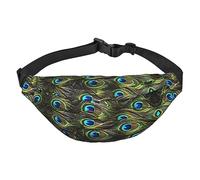 Riñonera impermeable de poliéster para hombre, ligera y duradera, ideal para mujeres y hombres, pintada a mano con libélula azul, Pavo real fresco, Talla única