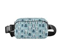 Riñonera impermeable Hoho con diseño de copo de nieve de Feliz Navidad con correa ajustable para viajes, vacaciones, correr, Lémures Madagascar en patrón azul, 1 Size