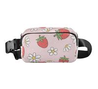 Riñonera impermeable para mujer, con diseño de fresas, color rosa, bolsa de cintura de viaje floral, Cute Strawberries Pink 1, 8 x 5.3 x 2.3 inch, divertido lindo, Cute Strawberries Pink 1, 8 x 5.3 x