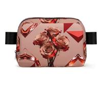 Riñonera impermeable Tea Rose Block para hombres y mujeres, riñonera ajustable para viajes, bolsa cruzada ligera para correr al gimnasio