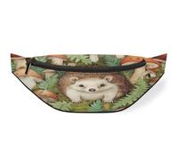 Riñonera Infantil para Mujeres, Hombres, Niñas, Niños, Piernera, Riñoneras, Bolsa de Cinturón para Viajes, Deportes, Correr, Hongos, Hojas, Erizo, Color, M