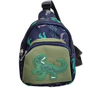 Riñonera Infantil, Riñonera Ajustable Niño, Riñonera Chico, para Vida Cotidiana, Escuela, Viajes, Fiesta, Deporte (Azul con Verde, Dinosaurio)