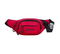 Riñonera informal con bolsillos con cremallera, riñonera pequeña para mujer con bolsillos separados, 1 bolsa de hombro para senderismo, deportes, ciclismo, Red, Refer to description, Unisex