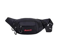 Riñonera informal con bolsillos con cremallera, riñonera pequeña para mujer con bolsillos separados, 1 bolsa de hombro para senderismo, deportes, ciclismo, Black, Refer to description, Unisex