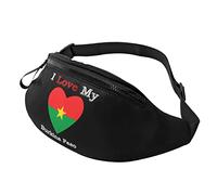 Riñonera Informal con corazón de I Love My Flag of Burkina Faso, riñonera Deportiva de Ocio para Hombres y Mujeres, Regalo para Ejercicio de día Deportivo