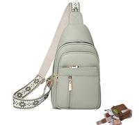 Riñonera Informal con Cremallera para Mujer, riñoneras de Moda, Bolso de Pecho de Cuero antirrobo, Bolso de Hombro de Viaje Impermeable, Uso Diario y artículos Esenciales para Viaje (Verde)