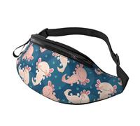 Riñonera Kawaii Axolotl rosa para hombres y mujeres, casual, deportiva, correr, riñonera con correa ajustable, Black, Talla única, Riñoneras