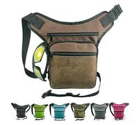 Riñonera Lateral de Pierna-Pernera para Moto - Color Marron - Fabricada en España - Ideal para Trabajo, Senderismo, Montaña, Camping - Bolsa Táctica Estilo Hippie con 3 Bolsillos (Marron)