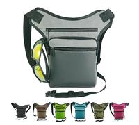 Riñonera Lateral de Pierna - Piernera para Moto- Color Gris - Fabricada en España - Ideal para Trabajo, Senderismo, Montaña, Camping - Bolsa Táctica Estilo Militar Hippie con 3 Bolsillos (Gris)