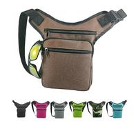 Riñonera Lateral Estilo Hippie para Hombre y Mujer - Color Marron - con Compartimento Central, 2 Bolsillos Exteriores y Soporte para Gafas - Correa 140 cm - Fabricada en España (Marron)