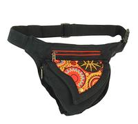 Riñonera Lateral Hippie Bordada (Negro)