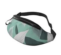 Riñonera ligera con estampado de hojas grises menta, para hombres y mujeres, para viajes, compras y eventos al aire libre