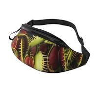 Riñonera ligera con estampado de plantas carnívoras para hombres y mujeres, para viajes, compras y eventos al aire libre