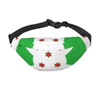 Riñonera ligera para correr, senderismo, estampado de bandera de Burundi, riñonera grande para entrenamiento, viajes, Negro -, Talla única, Deportes
