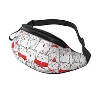 Riñonera Lindo Gato De Navidad Unisex Bolsos Bandolera Ligera,con Agujero De Auriculares Riñoneras De Cintura para Entrenamiento Senderismo Hombre 14X35Cm