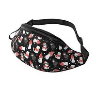 Riñonera Lindo Gato Navideño Unisex Bumbag Casual,con Cremallera Riñoneras De Cintura para Fiesta Entrenamiento Senderismo 14X35Cm