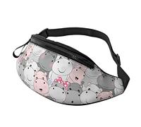 Riñonera Lindo Patrón De Hipopótamo Bebé Unisex Bumbag Casual,Ajustable Bolso De Cintura para Mujer Entrenamiento Camping 14X35Cm