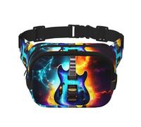 Riñonera mágica con estampado de guitarra eléctrica con correa ajustable, cuadrada, de doble capa, cinturón unisex en todas partes