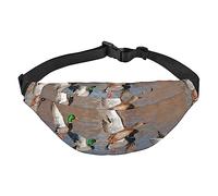 Riñonera Mallard Ducks para hombres y mujeres, riñonera ajustable para viajes, caminar, correr, riñoneras, Black, Talla única, Mochila casual
