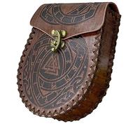 Riñonera marrón en Relieve, riñonera de Cuero Vintage Vikingo, riñonera Larp Medieval para Mujeres y Hombres