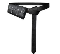 Riñonera medieval con doble cierre, cinturón de piel sintética con bolsa desmontable para cosplay, disfraz renacentista nórdico, negro, Talla única