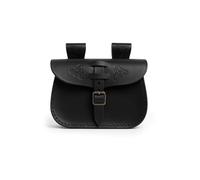 Riñonera medieval con relieve y hebilla ajustable, piel auténtica, color negro, 20 x 14 x 5 m, Negro , talla única