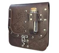 Riñonera medieval de cuero con botella de poción, riñonera de cuero medieval, bolsa lateral de mago para adultos, cosplay, monedero LARP, b, Talla única, Mass Beauty