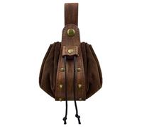 Riñonera medieval de cuero con cordón, portátil, para disfraz vintage, para eventos de fantasía, cosplay, fiesta, bolsa de cinturón de cuero, portátil, ligera y para uso diario, Brown, Section 2