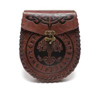 Riñonera medieval de cuero para cinturón, bolsa de cintura LARP, accesorios de disfraz para mujeres y hombres, bolsas de cinturón medievales, Fbg200bn, Talla única, Mass Beauty