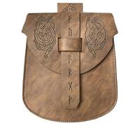 Riñonera medieval de cuero vintage en relieve, monedero, bolsa de cintura de cuero para hombres y mujeres, Halloween, cosplay, Brown