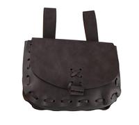 Riñonera medieval de cuero vintage para trabajo a mano, cinturón de cuero, medieval, nórdico en relieve, café