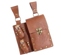 Riñonera medieval de mago para cosplay con 2 botellas de poción de corcho, bolsa de cinturón de cuero, Brown