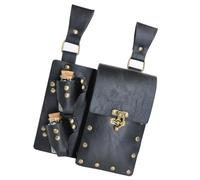 Riñonera medieval de mago para cosplay con 2 botellas de poción de corcho, bolsa de cinturón de cuero, Black