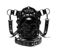 Riñonera medieval de piel, ajustable en el muslo y la cintura para cosplay, múltiples compartimentos con cordón, negro, Talla única