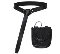 Riñonera medieval de piel para cosplay con cinturón ajustable, bolsa de juego de rol retro vintage, Brown, Talla única