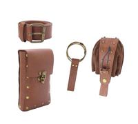 Riñonera medieval de piel sintética, accesorios de disfraz renacentista, bolsa de cintura LARP, monedero de piel sintética, regalos, Riñonera marrón, Talla única, Mass Beauty