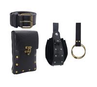 Riñonera medieval de piel sintética, accesorios de disfraz renacentista, bolsa de cintura LARP, monedero de piel sintética, regalos, Riñonera negra, Talla única, Mass Beauty