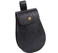 Riñonera medieval de piel sintética, accesorios de disfraz renacentista, riñonera LARP, bolsa de piel sintética, monedero, regalo, riñonera LARP, Black, Talla única, Mass Beauty
