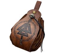 Riñonera medieval de piel sintética con cordón, portátil, vintage, para eventos de fantasía, cosplay, fiesta, medieval, piel sintética, con cordón, a