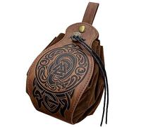 Riñonera medieval de piel sintética con cordón, portátil, vintage, para eventos de fantasía, cosplay, fiesta, medieval, piel sintética, con cordón, b