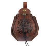 Riñonera medieval de piel sintética en relieve, bolsa de dados de piel sintética, bolsa con cordón, exquisita mano de obra, bolsa de cuero vintage con cordón para uso diario, fiesta, regalo, Tan,